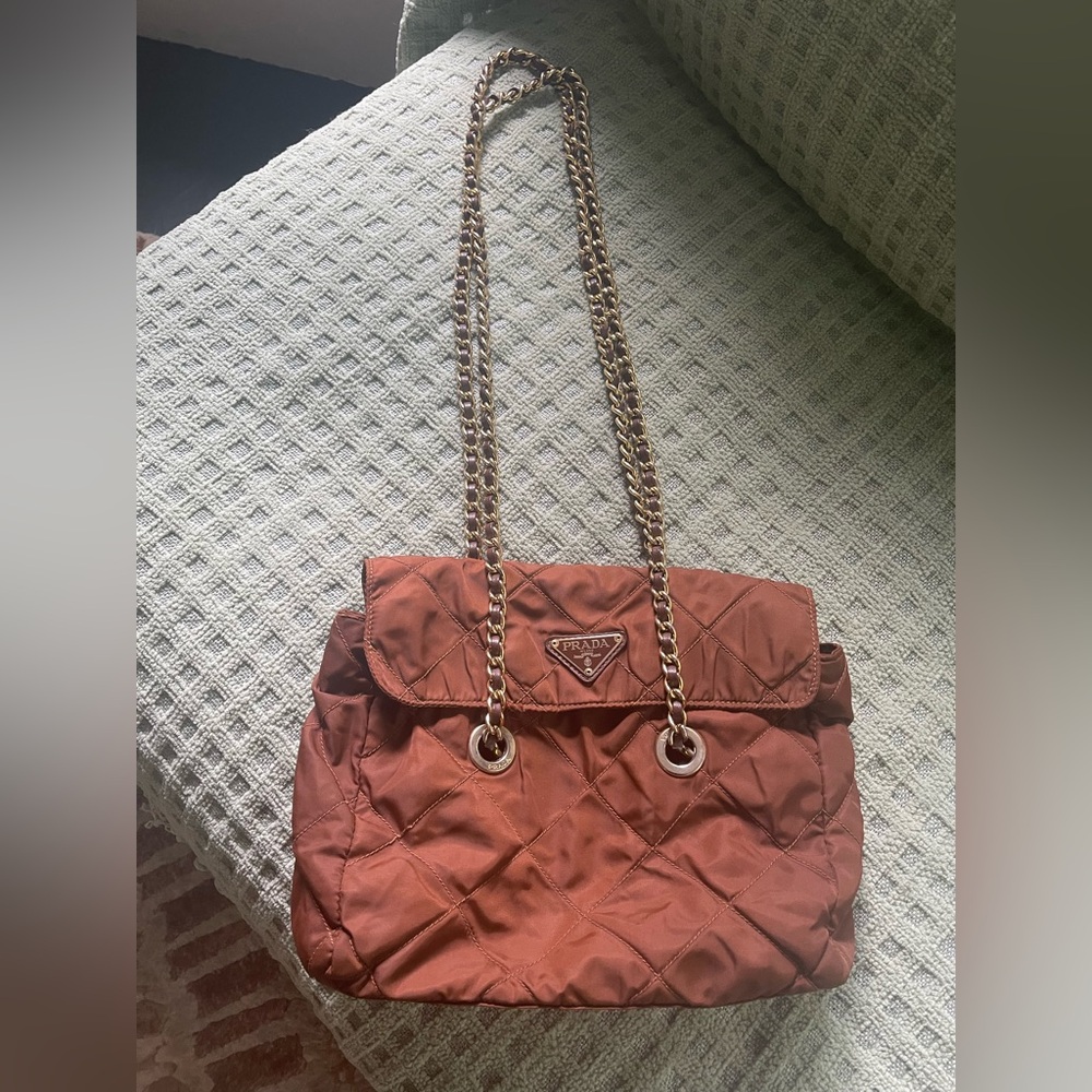 Prada Quilted Nylon Brown Shoulder Bag